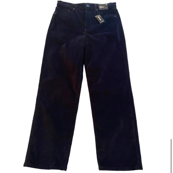 Express Super High Rise Straight Cropped Velvet Pants - Picture 8 of 10